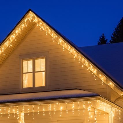 Brilagi - LED kerstgordijn voor buiten, 360×LED, 8 functies, 14 m, IP44, warm wit, ijspegels