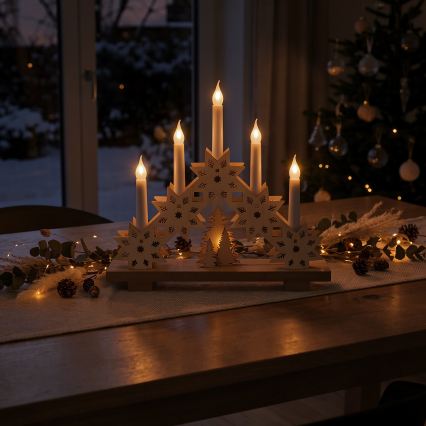 BRILAGI - LED kerstkandelaar 5xLED/2xAA beige