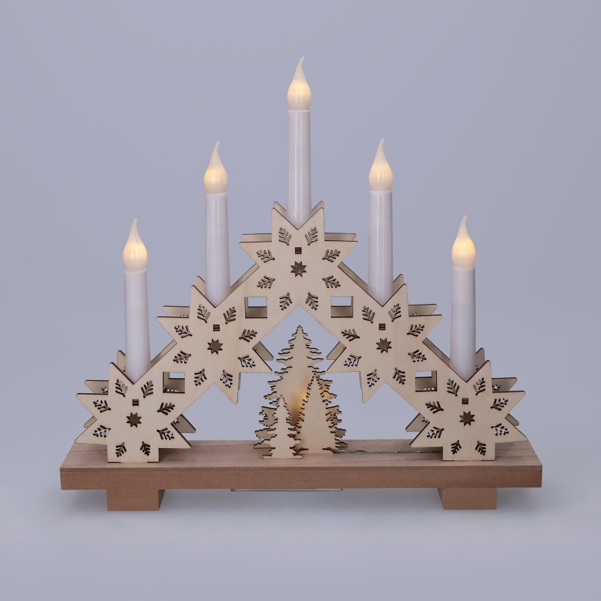 BRILAGI - LED kerstkandelaar 5xLED/2xAA beige