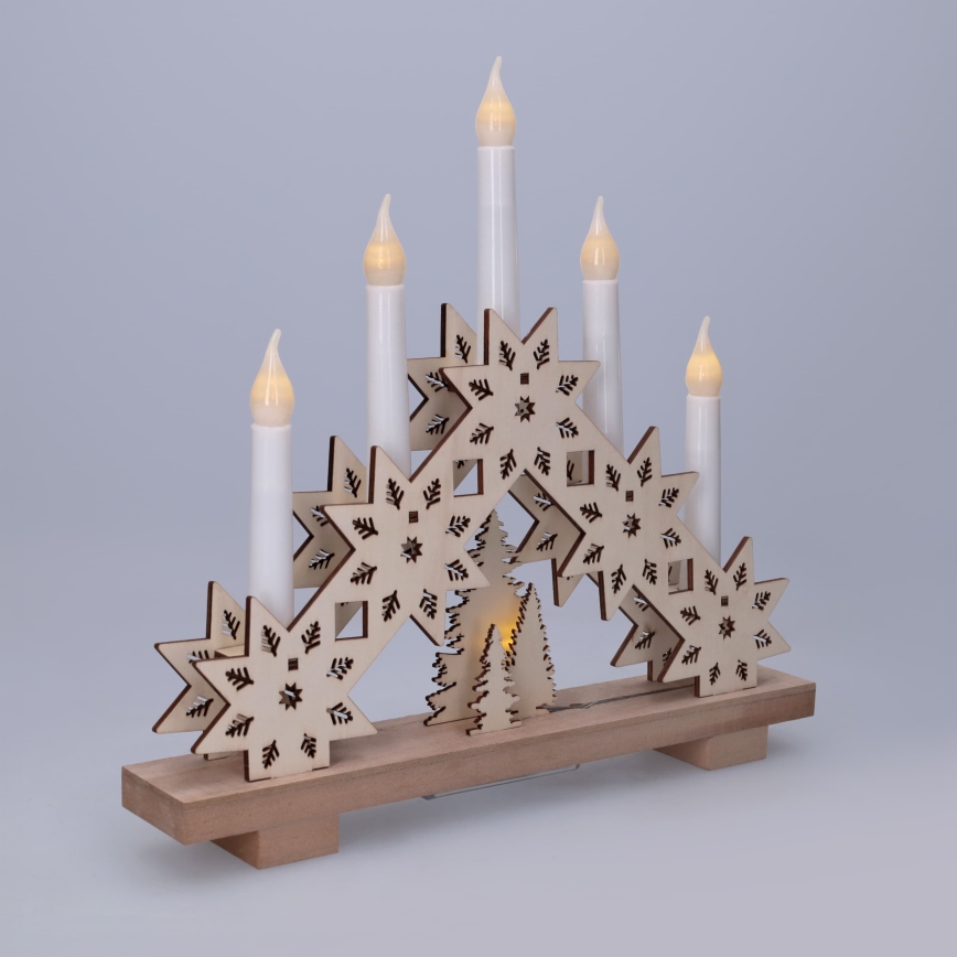 BRILAGI - LED kerstkandelaar 5xLED/2xAA beige