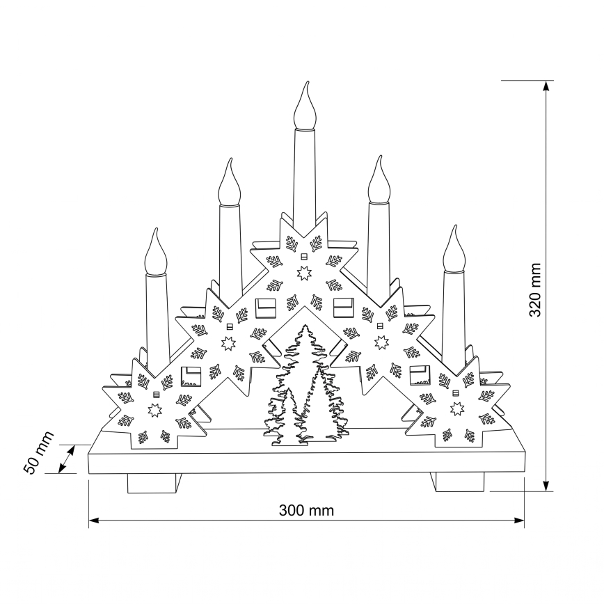 BRILAGI - LED kerstkandelaar 5xLED/2xAA beige