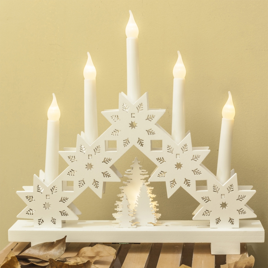 BRILAGI - LED kerstkandelaar 5xLED/2xAA wit