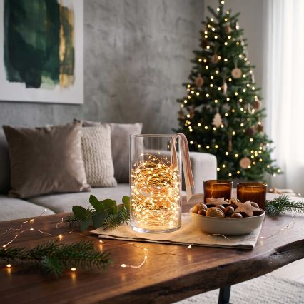 Brilagi - LED-kerstsnoer 100xLED/3xAA 10m warm wit