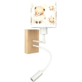 Brilagi - LED kinder flexibele wandlamp BOBO WOOD 1xE27/25W/230V + LED/3W eiken/wit/beertjes