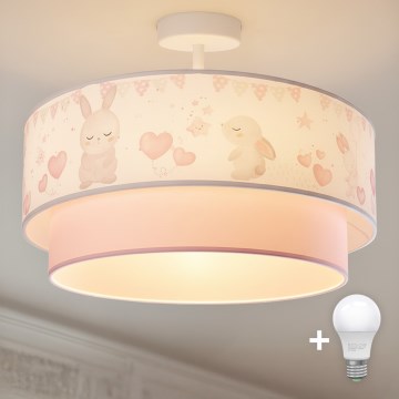 Brilagi - LED kinder-opbouwlamp BOBO 1xE27/60W/230V Ø 40 cm crème/roze/konijntjes