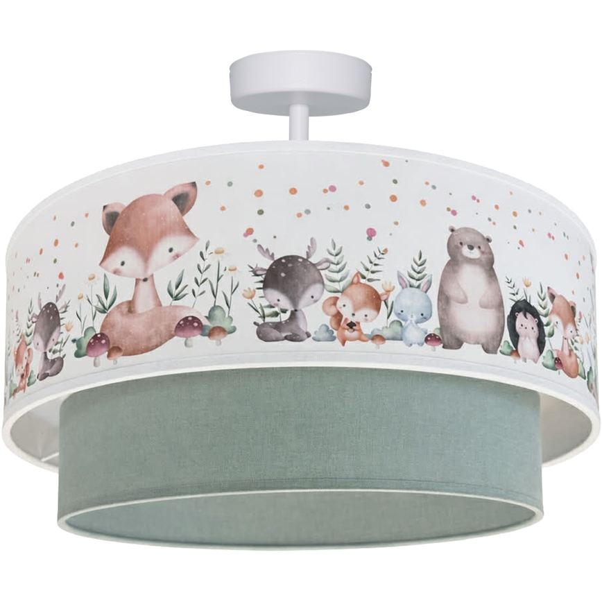 Brilagi - LED opbouwplafondlamp voor kinderen BOBO 1xE27/60W/230V Ø 40 cm wit/groen/met dierenmotief