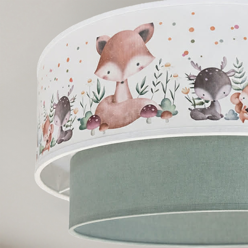 Brilagi - LED opbouwplafondlamp voor kinderen BOBO 1xE27/60W/230V Ø 40 cm wit/groen/met dierenmotief