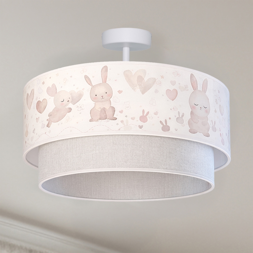 Brilagi - LED kinderplafonnière BOBO 1xE27/60W/230V Ø 40 cm crème/grijs/konijntjes