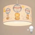 Brilagi - LED Kinderhanglamp aan kabel BOBO 1xE27/10W/230V Ø 35 cm wit/dieren
