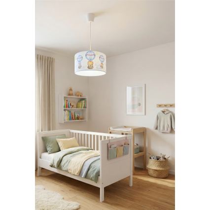 Brilagi - LED Kinderhanglamp aan kabel BOBO 1xE27/10W/230V Ø 35 cm wit/dieren