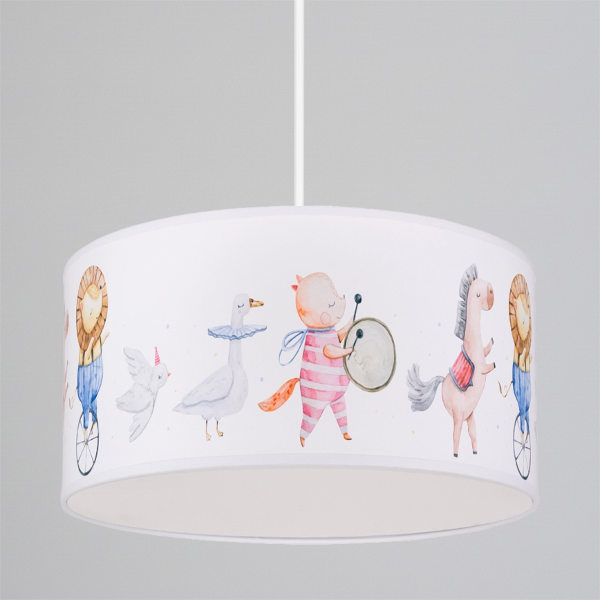 Brilagi - LED-kinderhanglamp aan kabel BOBO 1xE27/60W/230V Ø 35 cm wit/dieren