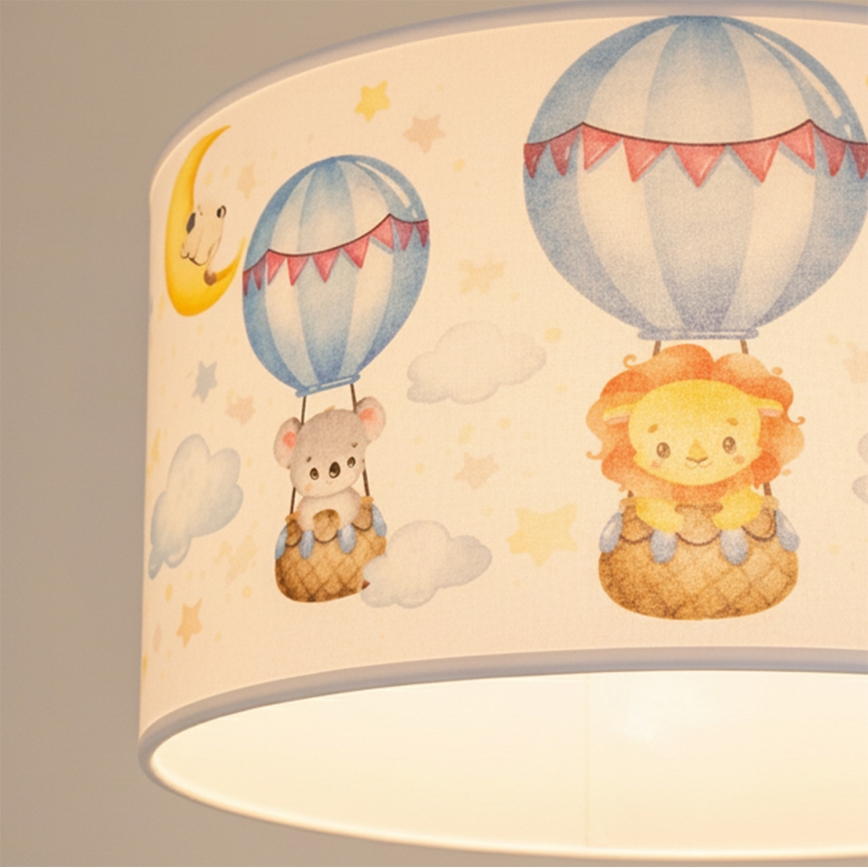 Brilagi - LED Kinderhanglamp aan kabel BOBO 1xE27/60W/230V Ø 35 cm wit/dieren