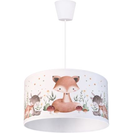 Brilagi - LED kinderhanglamp aan kabel BOBO 1xE27/60W/230V Ø 35 cm wit/dierenmotief