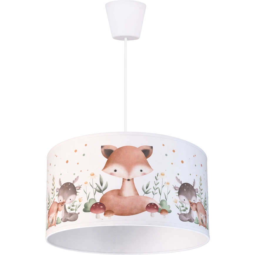 Brilagi - LED kinderhanglamp aan kabel BOBO 1xE27/60W/230V Ø 35 cm wit/dierenmotief