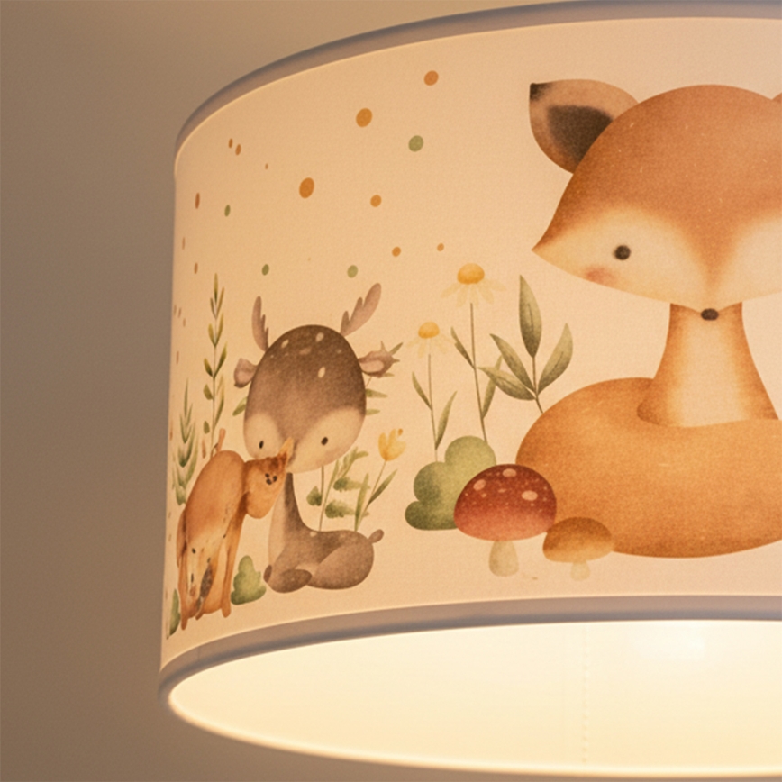 Brilagi - LED kinderhanglamp aan kabel BOBO 1xE27/60W/230V Ø 35 cm wit/dierenmotief