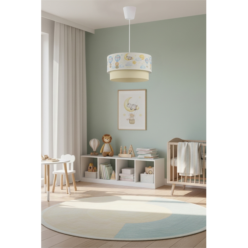 Brilagi - LED kinderhanglamp aan kabel BOBO 1xE27/60W/230V Ø 40 cm wit/beige/dierenmotief