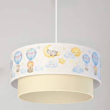 Brilagi - LED kinderhanglamp aan kabel BOBO 1xE27/60W/230V Ø 40 cm wit/beige/dierenmotief
