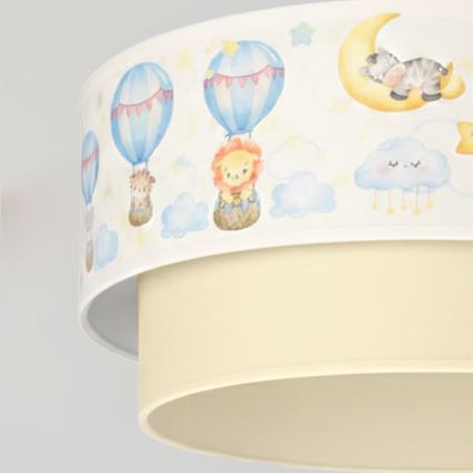 Brilagi - LED kinderhanglamp aan kabel BOBO 1xE27/60W/230V Ø 40 cm wit/beige/dierenmotief