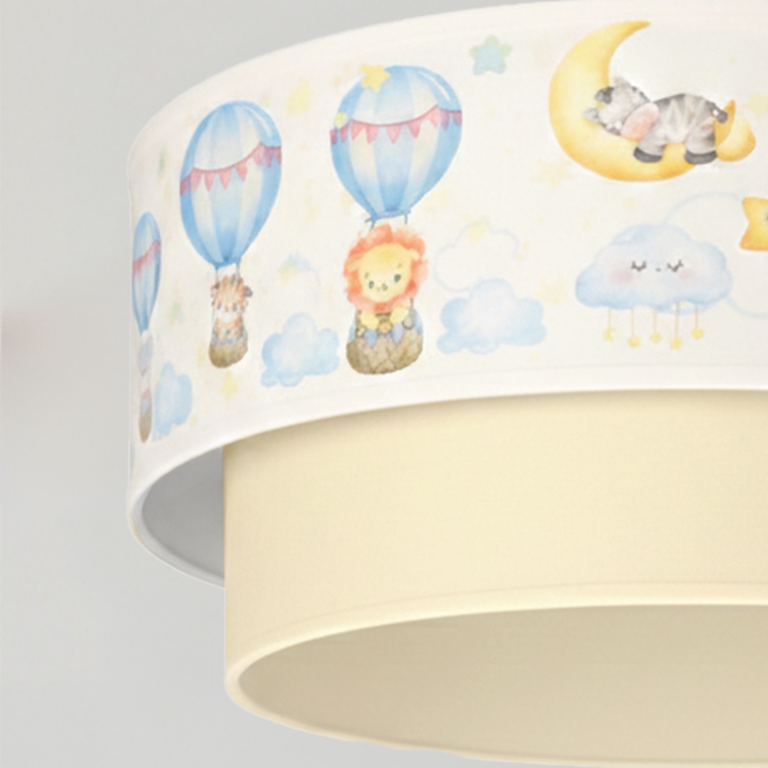 Brilagi - LED kinderhanglamp aan kabel BOBO 1xE27/60W/230V Ø 40 cm wit/beige/dierenmotief