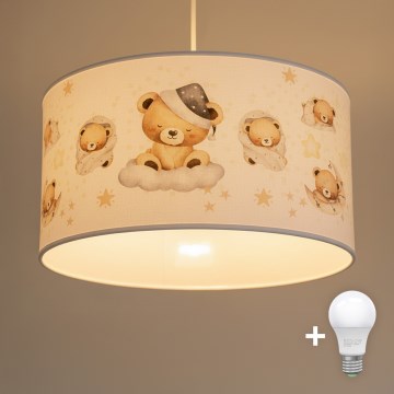 Brilagi - LED kinderhanglamp aan snoer BOBO 1xE27/10W/230V Ø 35 cm wit/beertjes