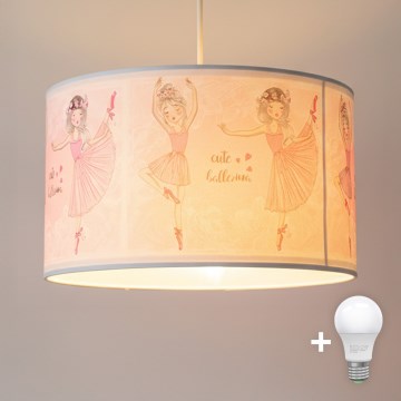 Brilagi - LED-kinderhanglamp aan snoer BOBO 1xE27/60W/230V Ø 35 cm roze/ballerina's