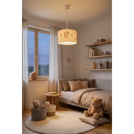 Brilagi - LED kinderhanglamp aan snoer BOBO 1xE27/60W/230V Ø 35 cm wit/beertjes