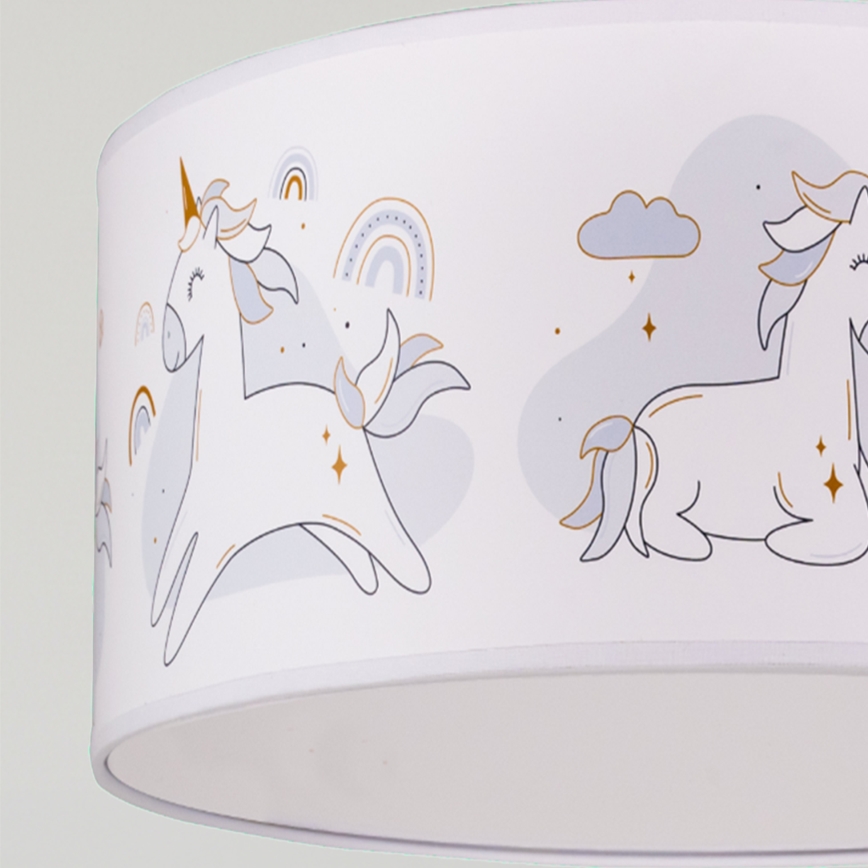 Brilagi - LED Kinderhanglamp aan snoer BOBO 1xE27/60W/230V Ø 35 cm wit/eenhoorns