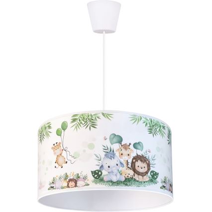 Brilagi - LED kinderhanglamp aan snoer BOBO 1xE27/60W/230V Ø 35 cm wit/jungle