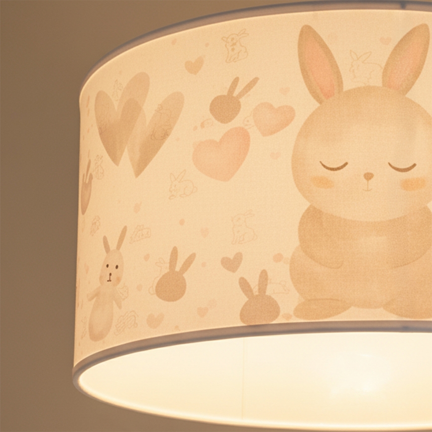 Brilagi - LED-kinderhanglamp aan snoer BOBO 1xE27/60W/230V Ø 35 cm wit/konijntjes