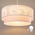 Brilagi- LED kinderhanglamp aan snoer BOBO 1xE27/60W/230V Ø 40 cm crème/roze/koningsblauw