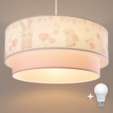 Brilagi- LED kinderhanglamp aan snoer BOBO 1xE27/60W/230V Ø 40 cm crème/roze/koningsblauw