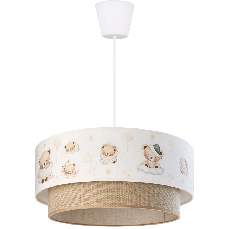 Brilagi - LED-kinderhanglamp met kabel BOBO 1xE27/60W/230V Ø 40 cm wit/beige/met beertjes