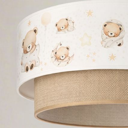 Brilagi - LED-kinderhanglamp met kabel BOBO 1xE27/60W/230V Ø 40 cm wit/beige/met beertjes