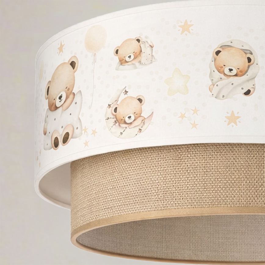 Brilagi - LED-kinderhanglamp met kabel BOBO 1xE27/60W/230V Ø 40 cm wit/beige/met beertjes