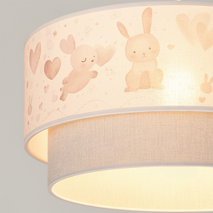 BRILAGI - LED kinderhanglamp aan kabel BOBO 1xE27/60W/230V Ø 40 cm crème/grijs/konijntjes