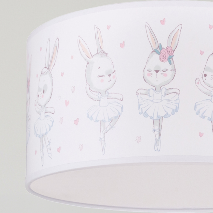 Brilagi - LED kinderhanglamp BOBO aan kabel 1xE27/60W/230V Ø 35 cm wit/konijntjes