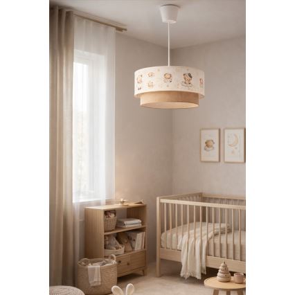 Brilagi- LED kinderhanglamp BOBO aan kabel 1xE27/60W/230V Ø 40 cm wit/beige/beer