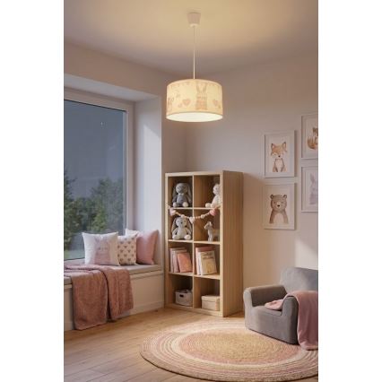 Brilagi - LED kinderhanglamp BOBO aan snoer 1xE27/60W/230V Ø 35 cm wit/dierenmotief