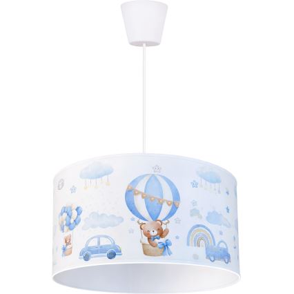 Brilagi - LED kinderhanglamp met kabel BOBO 1xE27/60W/230V Ø 35 cm blauw / beertjes
