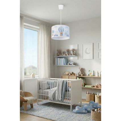 Brilagi - LED kinderhanglamp met kabel BOBO 1xE27/60W/230V Ø 35 cm blauw / beertjes
