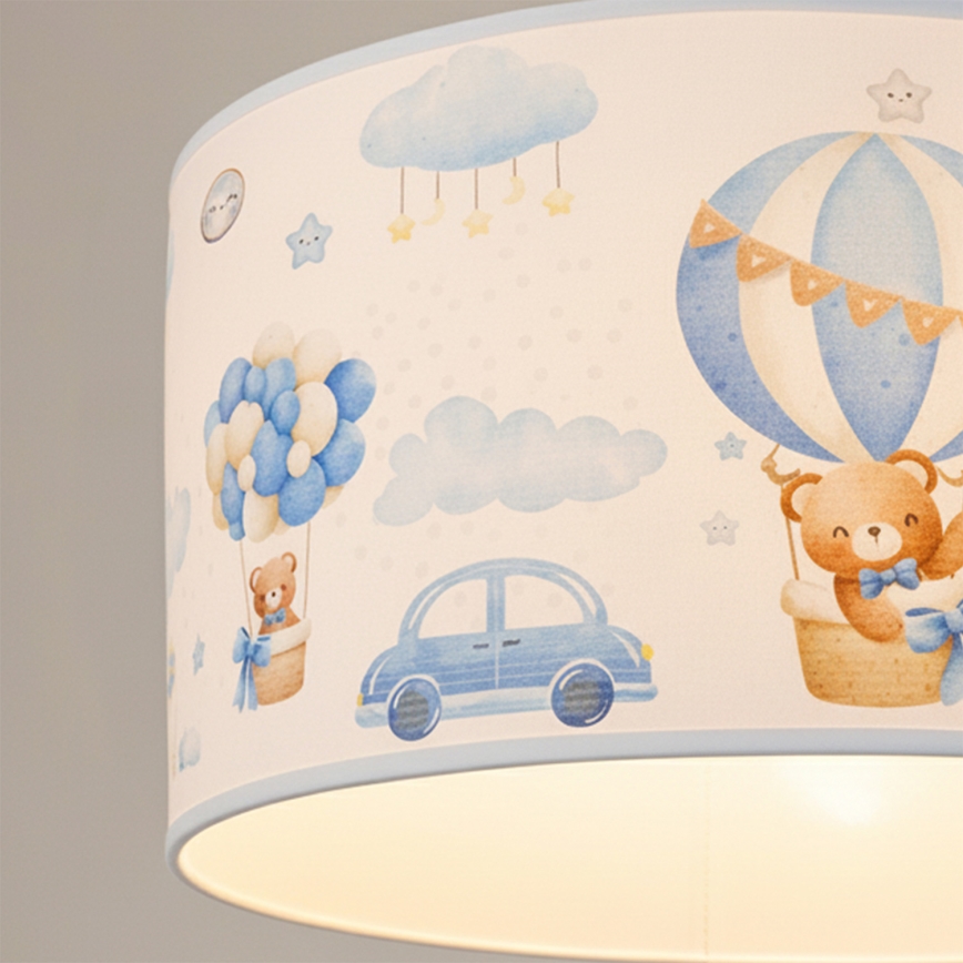 Brilagi - LED kinderhanglamp met kabel BOBO 1xE27/60W/230V Ø 35 cm blauw / beertjes