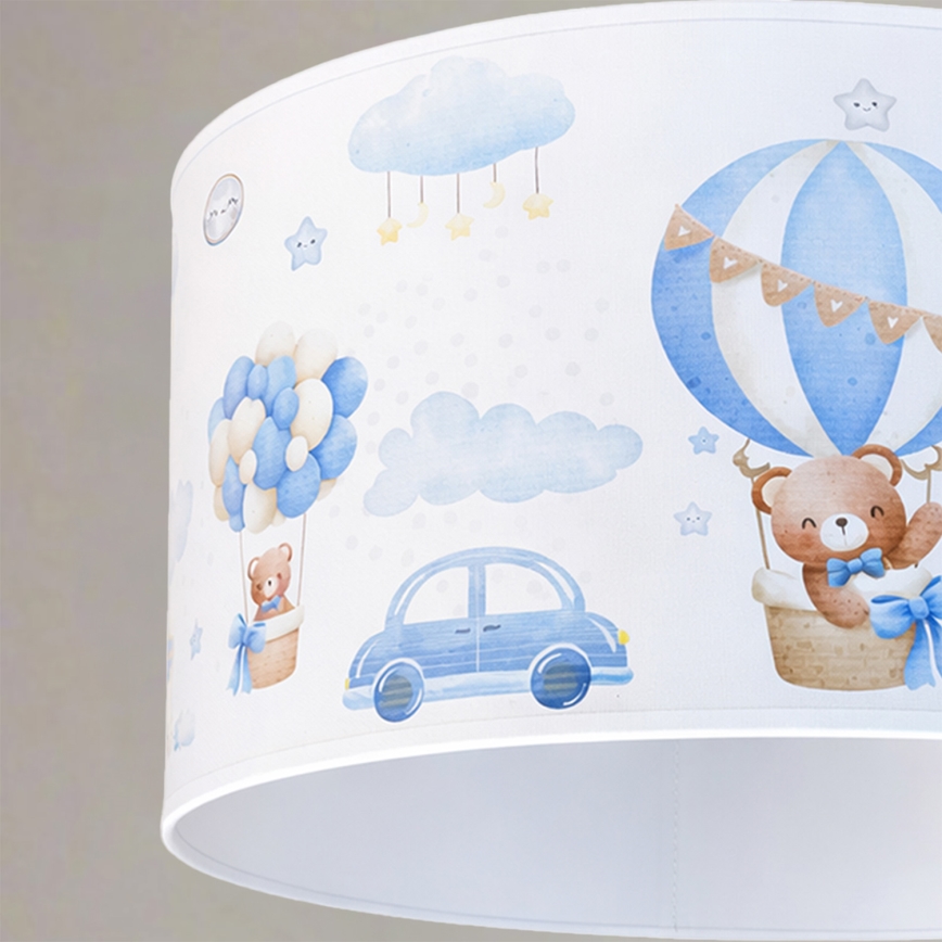 Brilagi - LED kinderhanglamp met kabel BOBO 1xE27/60W/230V Ø 35 cm blauw / beertjes