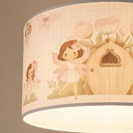 Brilagi - LED kinderhanglamp met kabel BOBO 1xE27/60W/230V Ø 35 cm roze/feeën