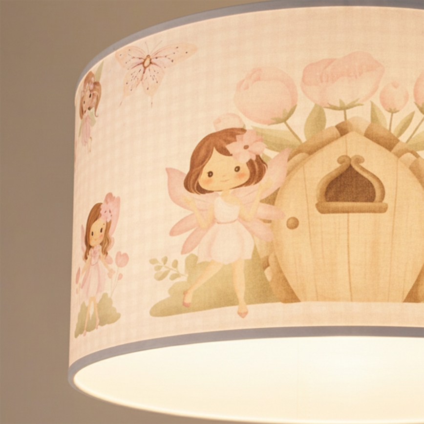 Brilagi - LED kinderhanglamp met kabel BOBO 1xE27/60W/230V Ø 35 cm roze/feeën