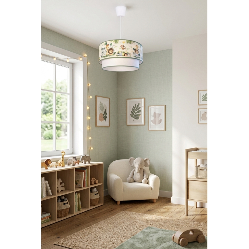 Brilagi - LED-hanglamp voor kinderkamer BOBO, 1xE27/60W/230V, Ø 40 cm, crème/groen/jungle