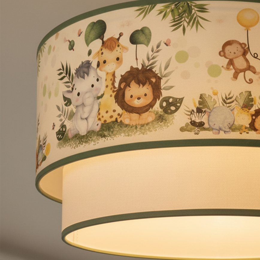 Brilagi - LED-hanglamp voor kinderkamer BOBO, 1xE27/60W/230V, Ø 40 cm, crème/groen/jungle