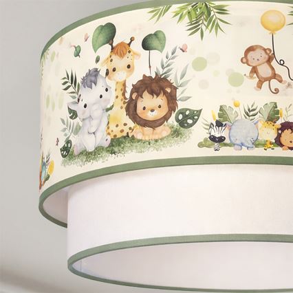 Brilagi - LED-hanglamp voor kinderkamer BOBO, 1xE27/60W/230V, Ø 40 cm, crème/groen/jungle