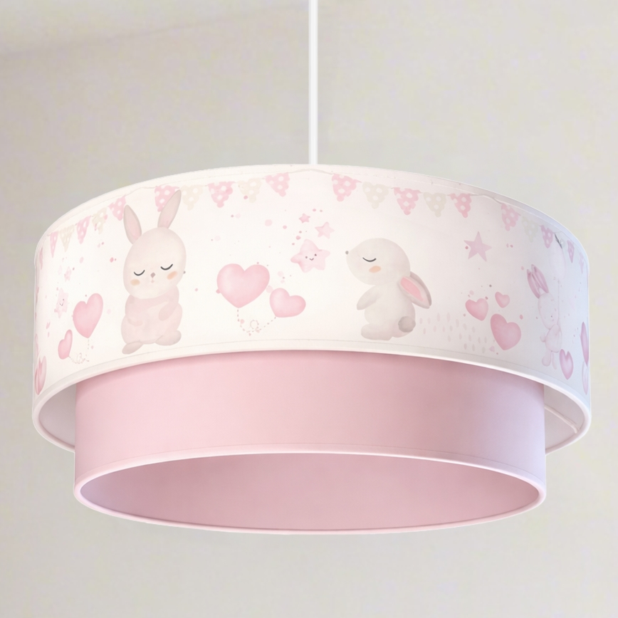 Brilagi - LED-hanglamp voor kinderen BOBO 1xE27/60W/230V Ø 40 cm crème/roze/konijntjes