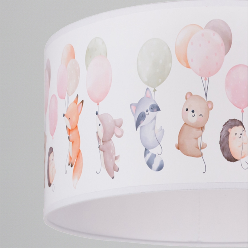 Brilagi - LED kinderhanglamp met snoer BOBO 1xE27/60W/230V Ø 35 cm wit/dierenmotief