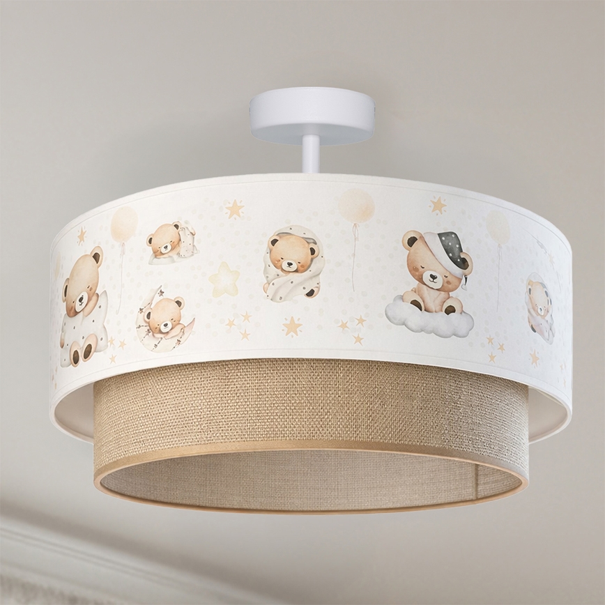 Brilagi - LED kinderplafondlamp BOBO 1xE27/10W/230V Ø 40 cm wit/beige/beertjes